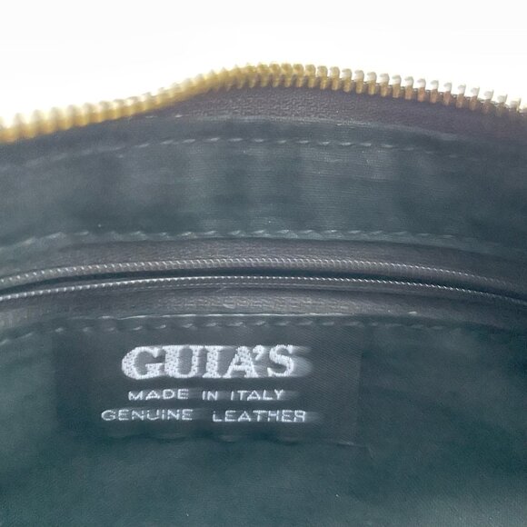 GUIA’s 1964 Leopard Print and Black Leather clutch Bag gold colored metal trim - Picture 6 of 7